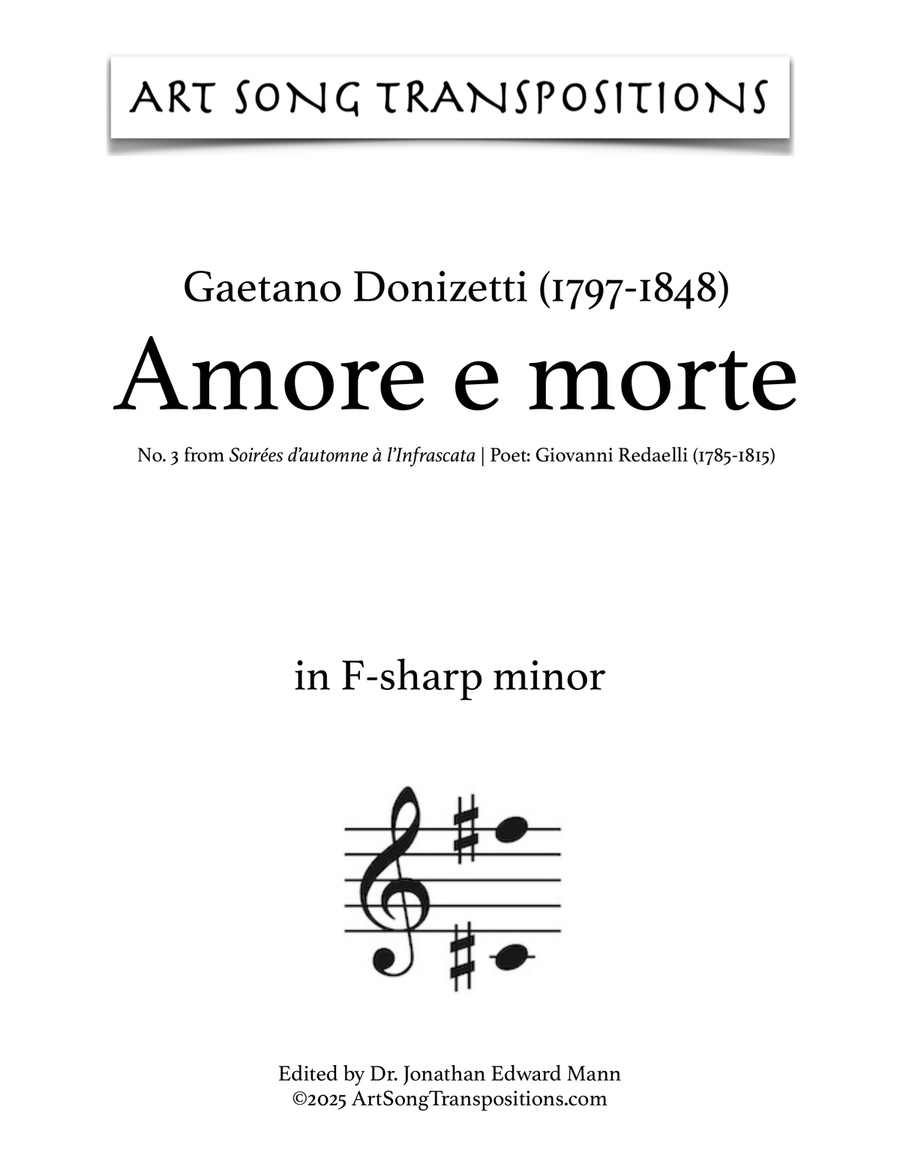 DONIZETTI: Amore e morte (transposed to F-sharp minor) Piano, Vocal scores gallery preview page 1
