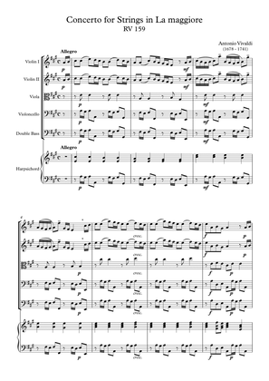 Book cover for Concerto for Strings in La maggiore RV 159