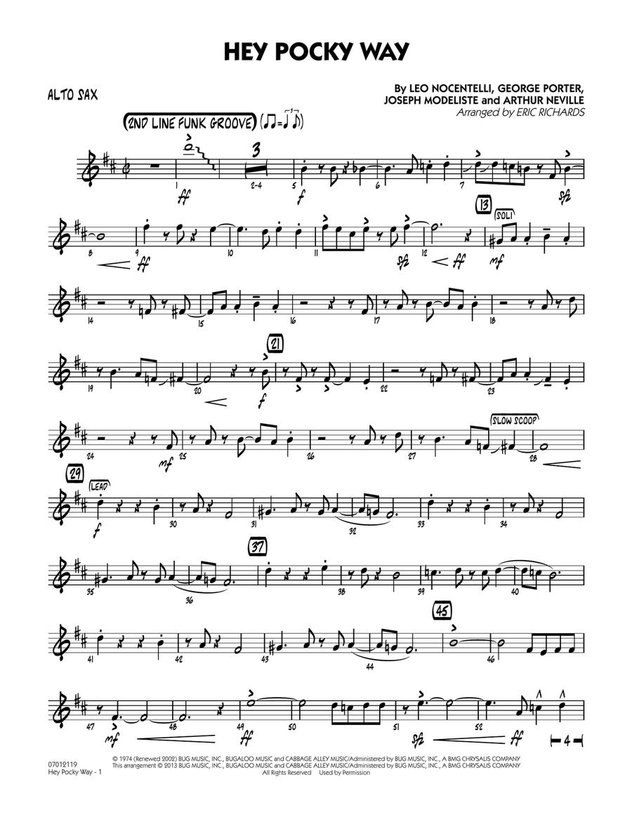Hey Pocky Way - Alto Sax Hey Pocky Way - Alto Sax Jazz Ensemble scores gallery preview page 1