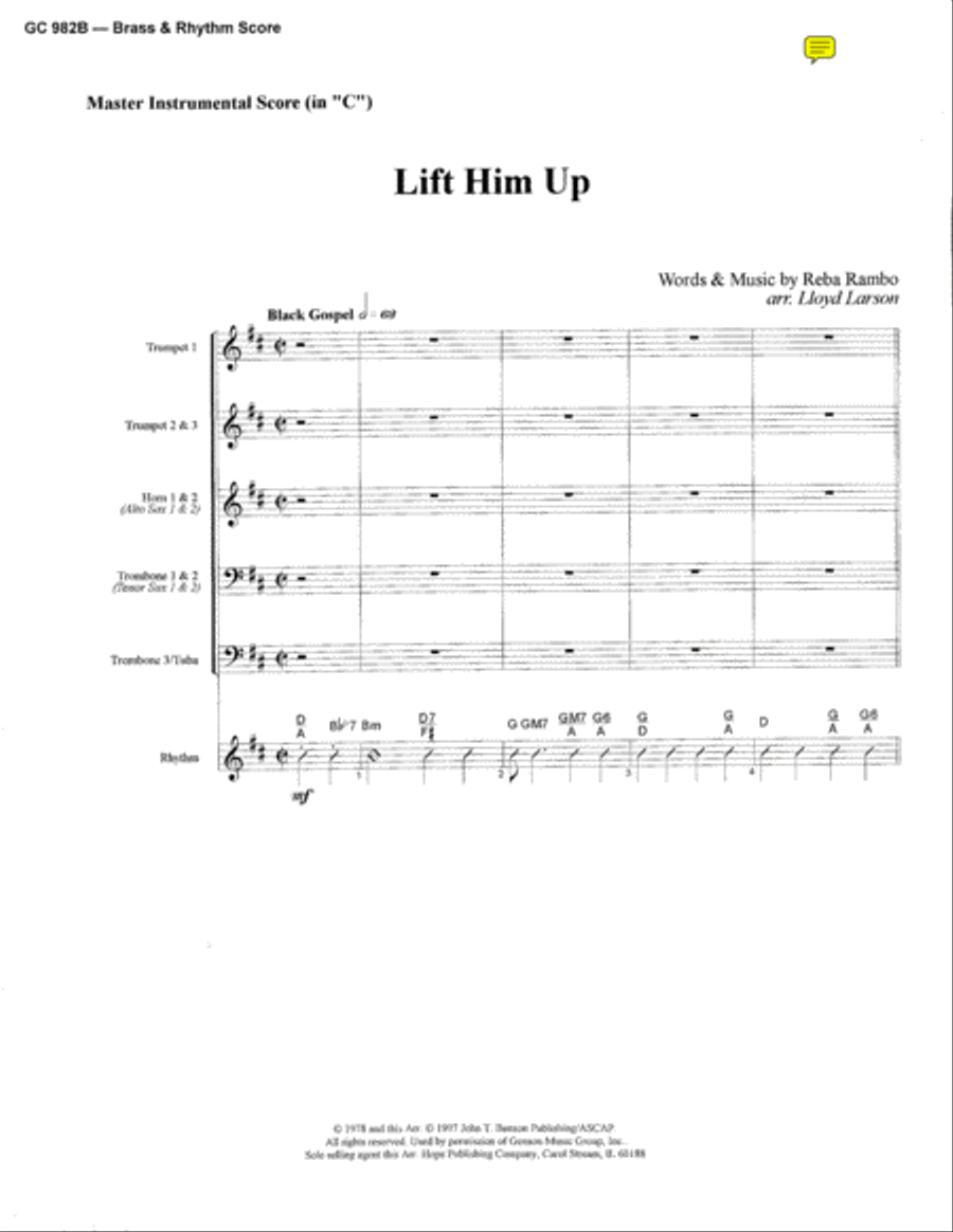 Lift Him Up Piano scores gallery preview page 1