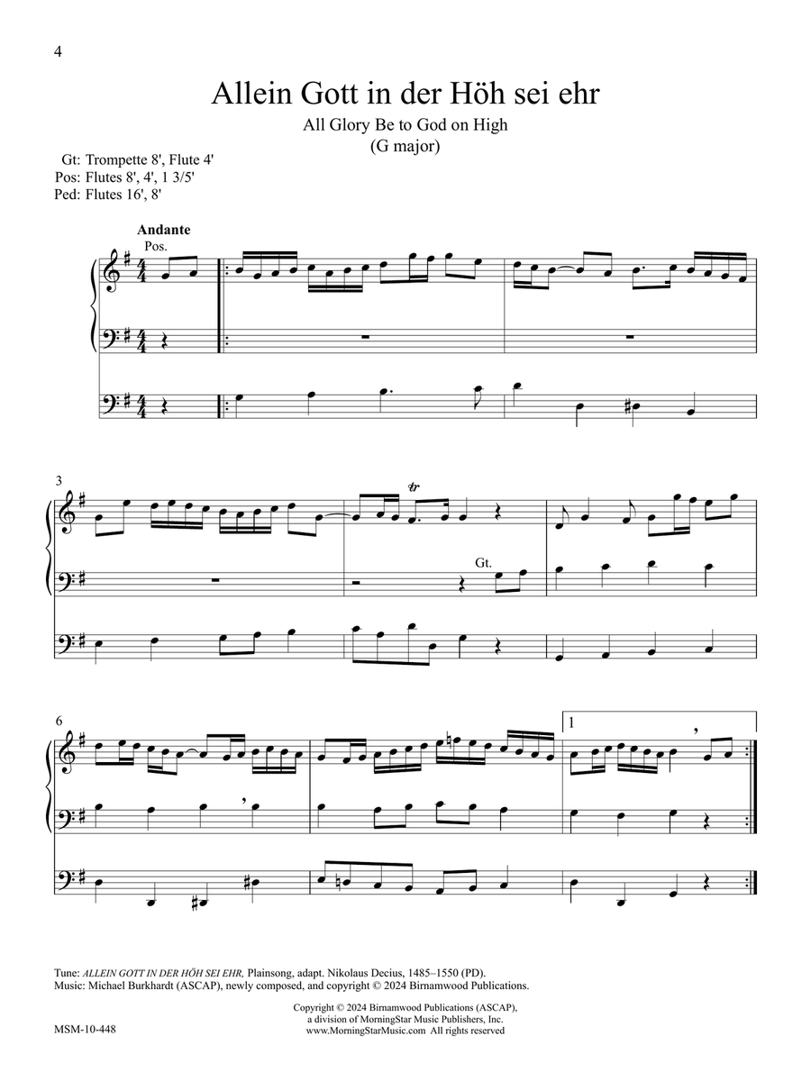 Allein Gott in der Höh sei ehr (G Major) Organ Solo scores gallery preview page 1