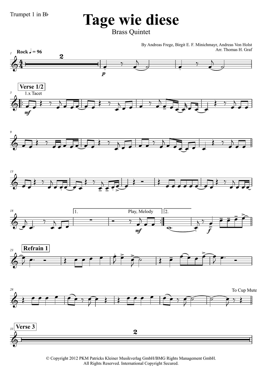 Tage Wie Diese Horn scores gallery preview page 6