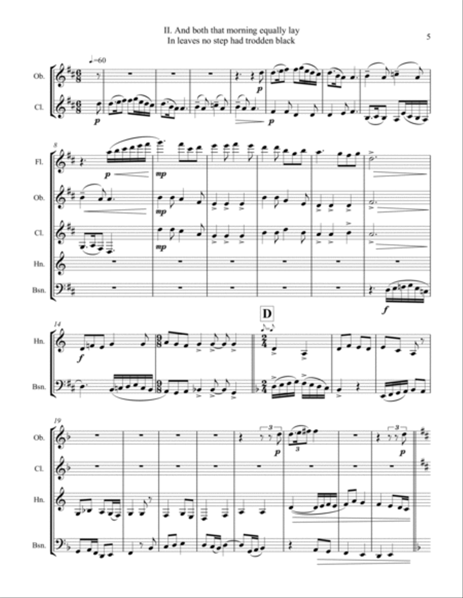 Road Not Taken Woodwind Quintet scores gallery preview page 6