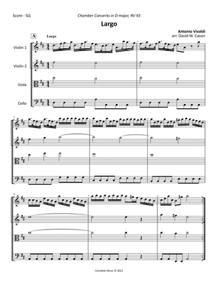 Book cover for Largo from Chamber Concerto in D major RV 93 (Vivaldi) STRING QUARTET