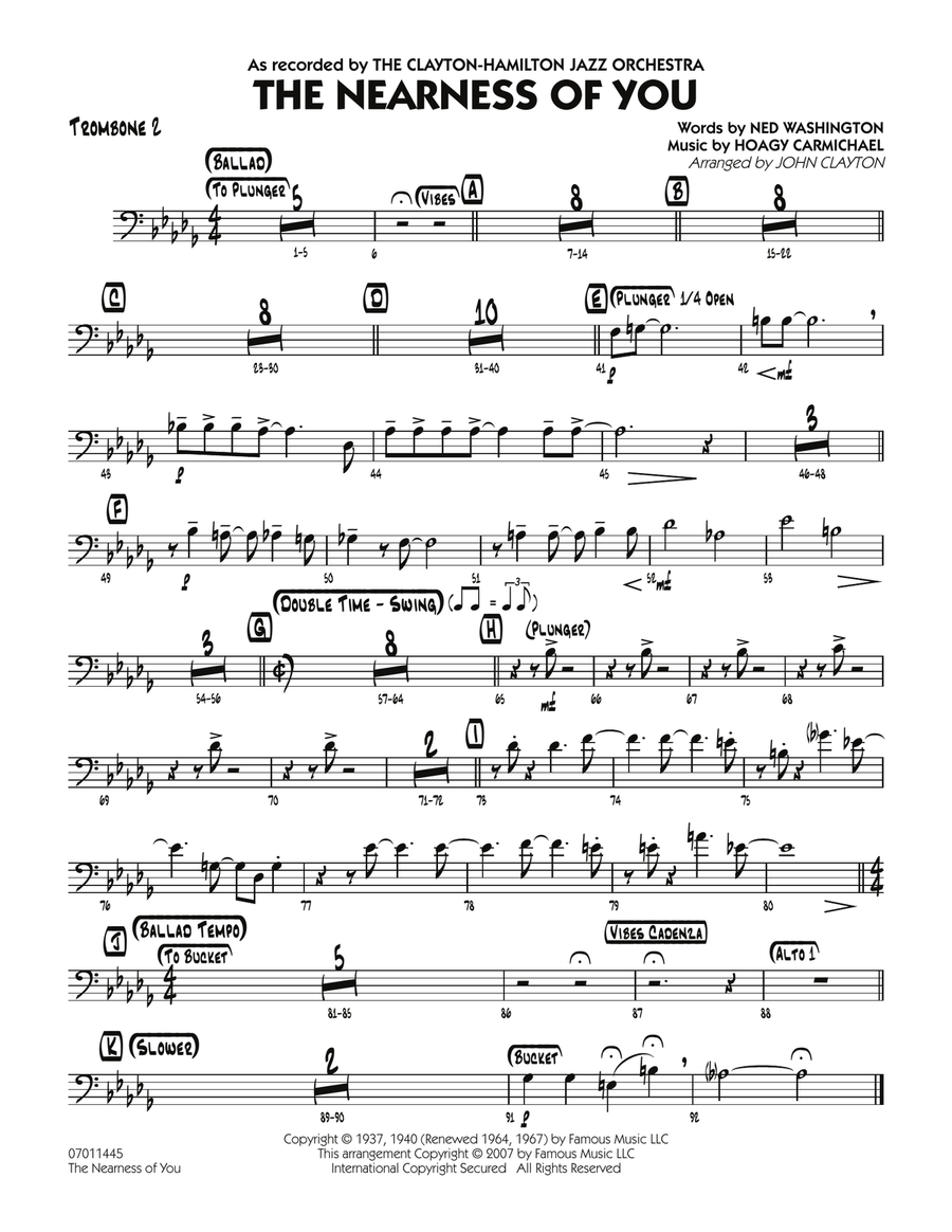 The Nearness Of You - Trombone 2 Jazz Ensemble scores gallery preview page 1