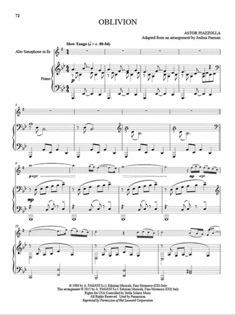 25 Piazzolla Tangos for Alto Saxophone and Piano Alto Saxophone scores gallery preview page 6
