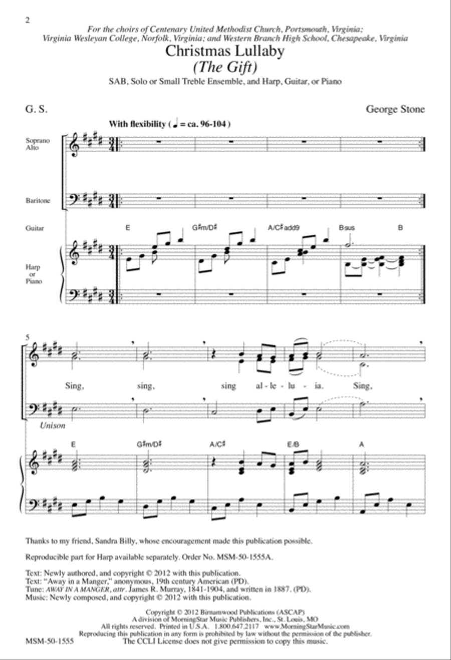 Christmas Lullaby (The Gift) (Downloadable Choral Score)