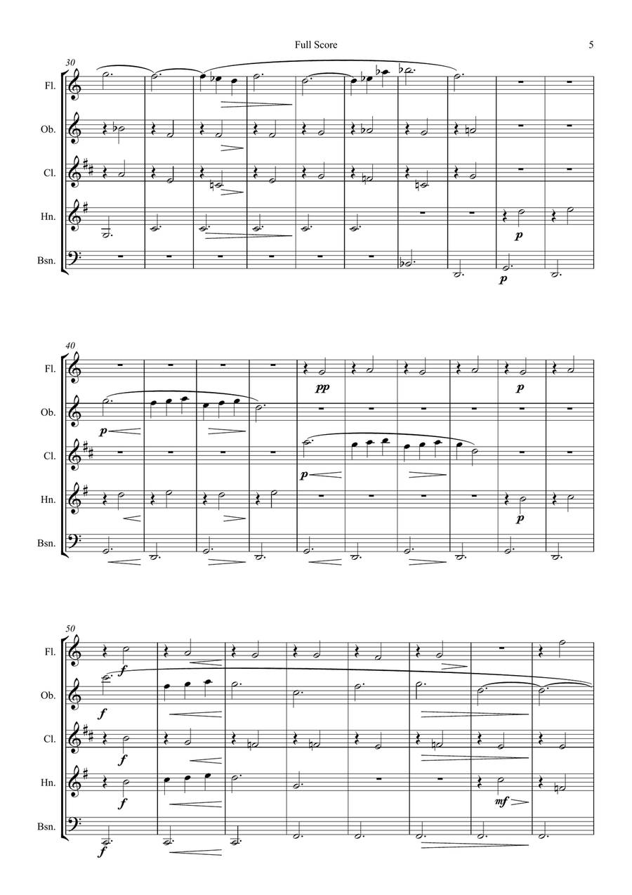 Satie: Trois Gymnopédies Nos.1,2 & 3 - wind quintet Woodwind Quintet scores gallery preview page 6