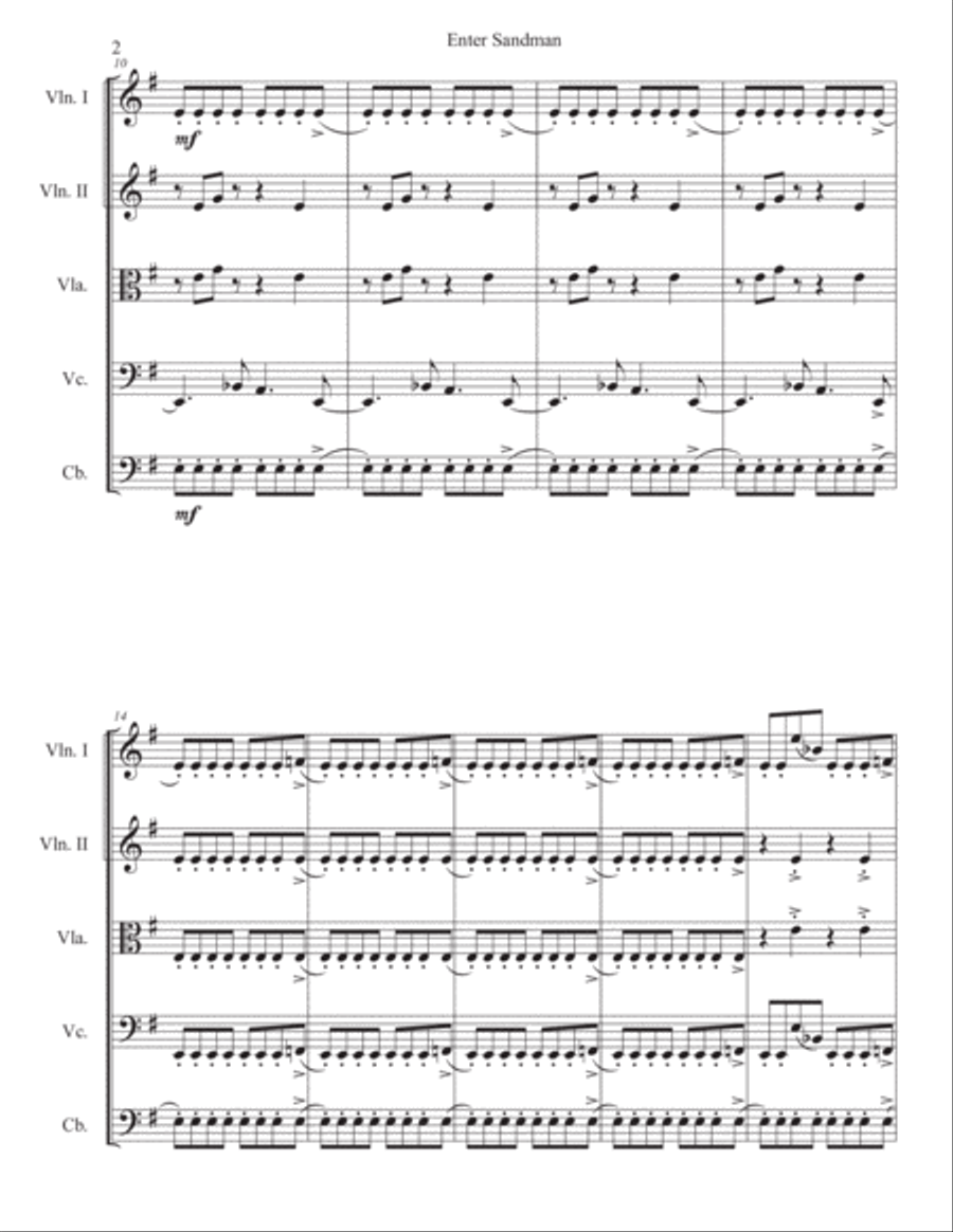 Enter Sandman Enter Sandman Cello scores gallery preview page 2