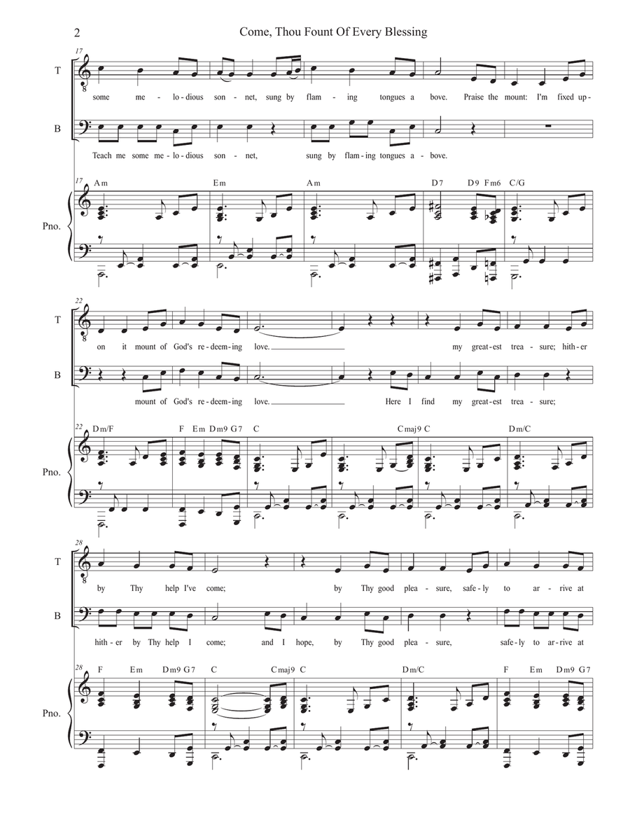 Come, Thou Fount Of Every Blessing (2-part choir - (TB) TB scores gallery preview page 2