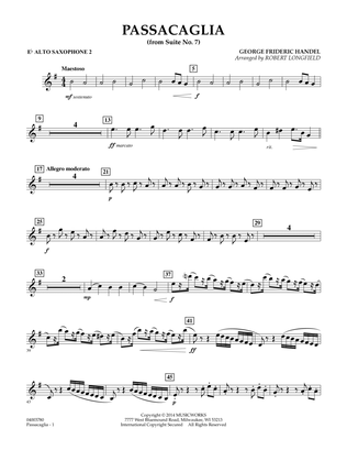 Book cover for Passacaglia (from Suite No. 7) - Eb Alto Saxophone 2
