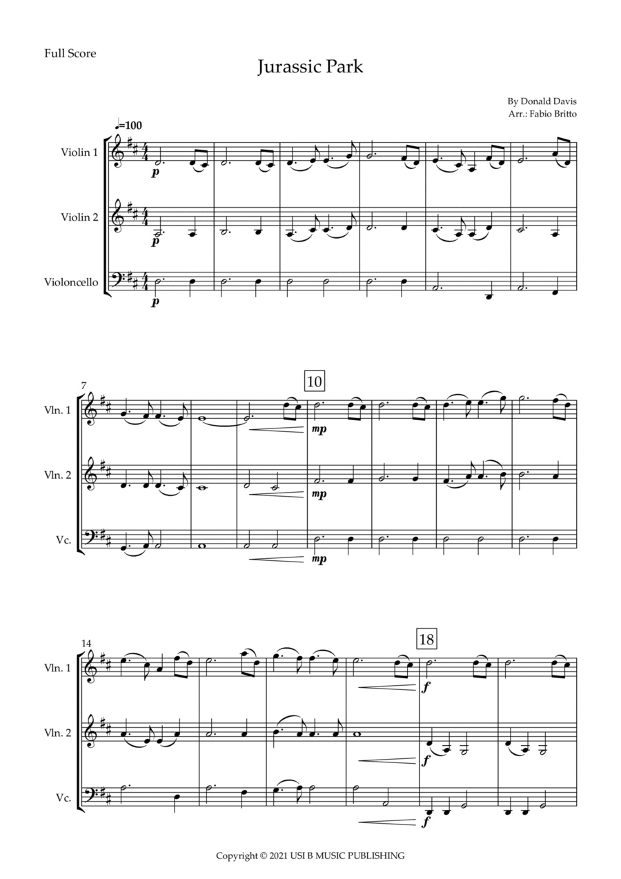 Jurassic Park Iii Jurassic Park Iii String Trio scores gallery preview page 1