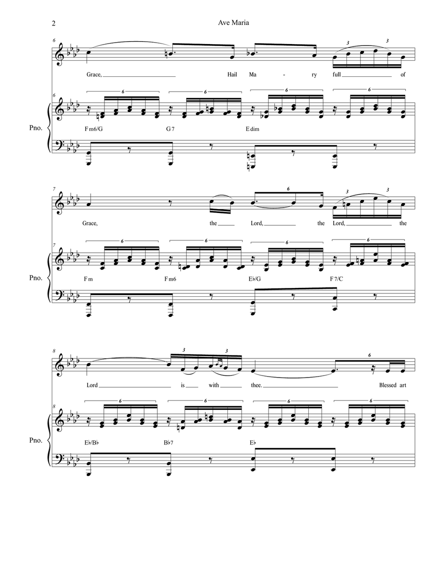 Ave Maria (English Lyrics - Medium/High Key - Piano accompaniment) Piano, Vocal scores gallery preview page 3