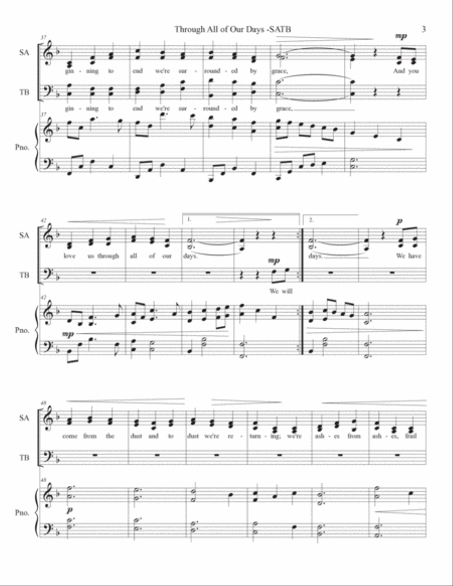 Through All Of Our Days - SATB Choral Score 4-Part scores gallery preview page 3
