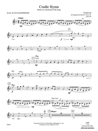 Cradle Hymn: E-flat Alto Saxophone