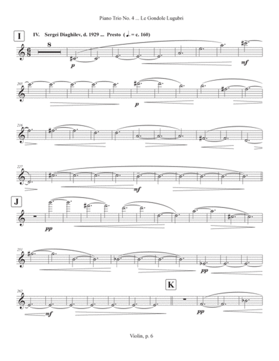 Piano Trio No. 4 ... Le Gondole Lugubri (2022) violin part