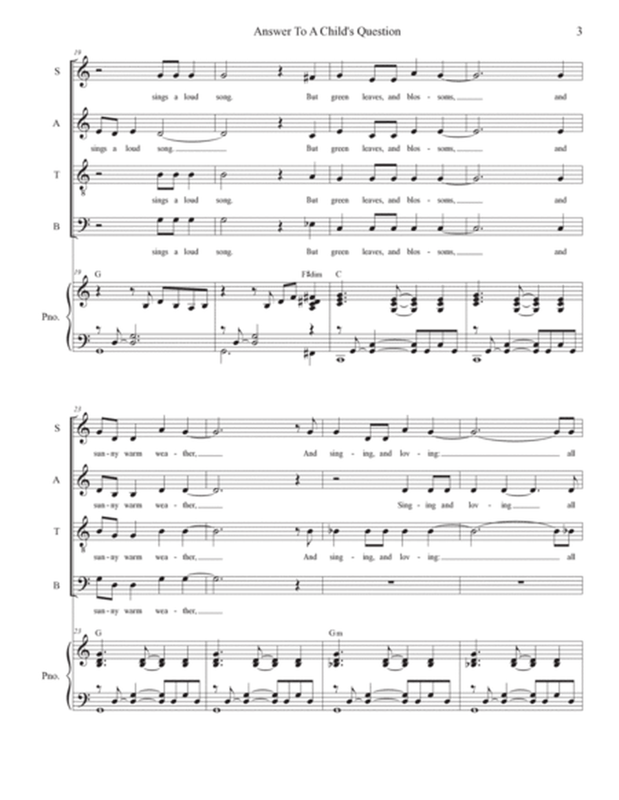Answer To A Child's Question (Vocal Quartet - (SATB) image number null