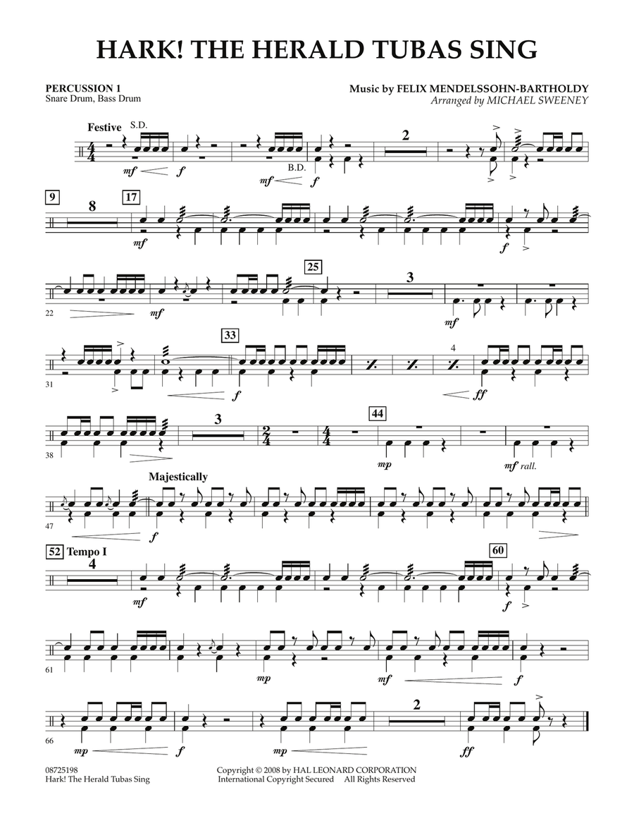 Hark! The Herald Tubas Sing - Percussion 1 Concert Band scores gallery preview page 1