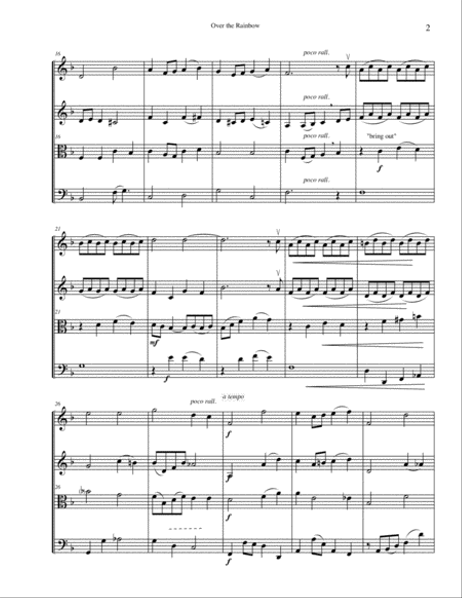 Over The Rainbow (from The Wizard Of Oz) String Quartet scores gallery preview page 3