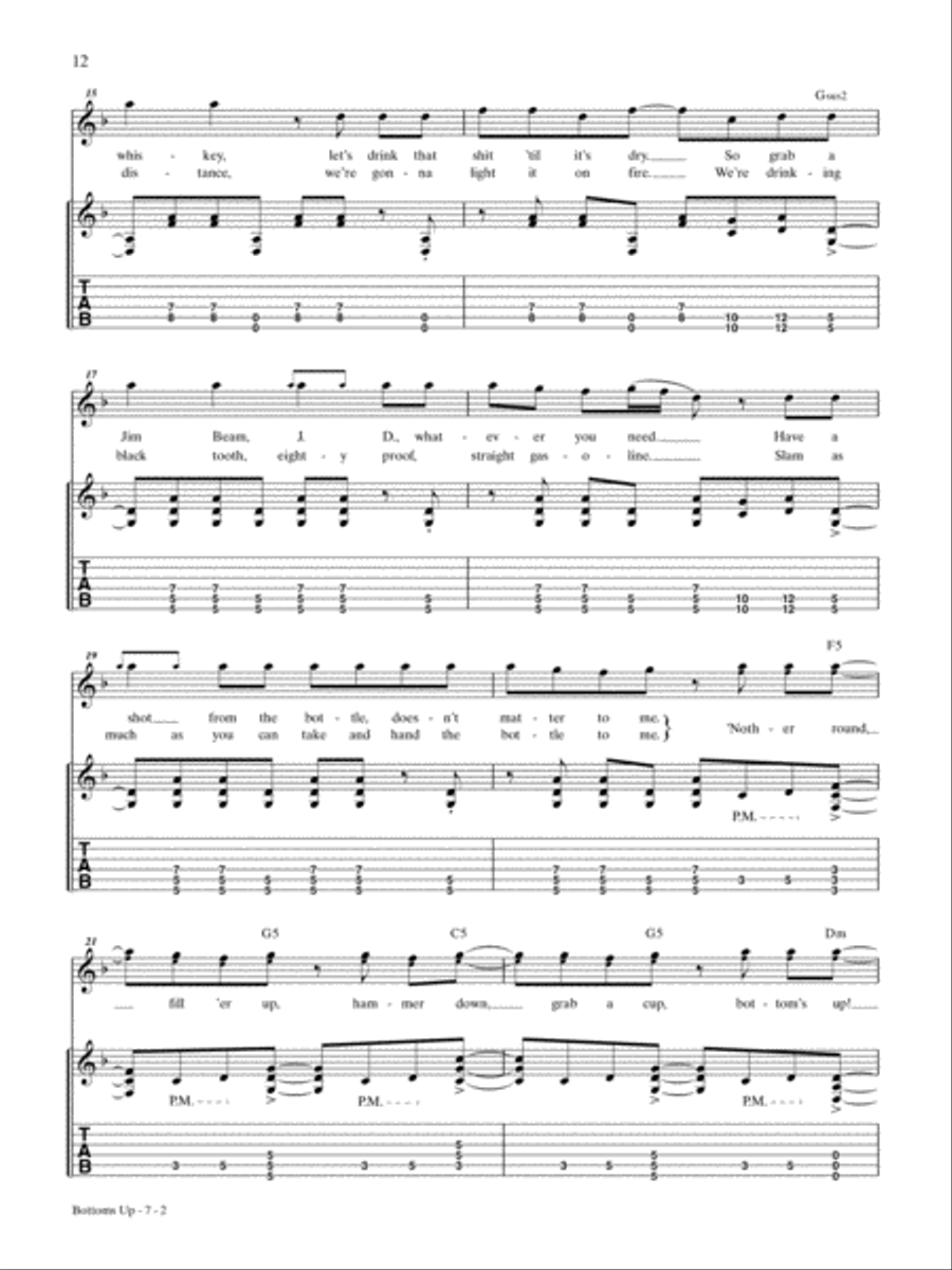 Bottoms Up Guitar Tablature scores gallery preview page 2