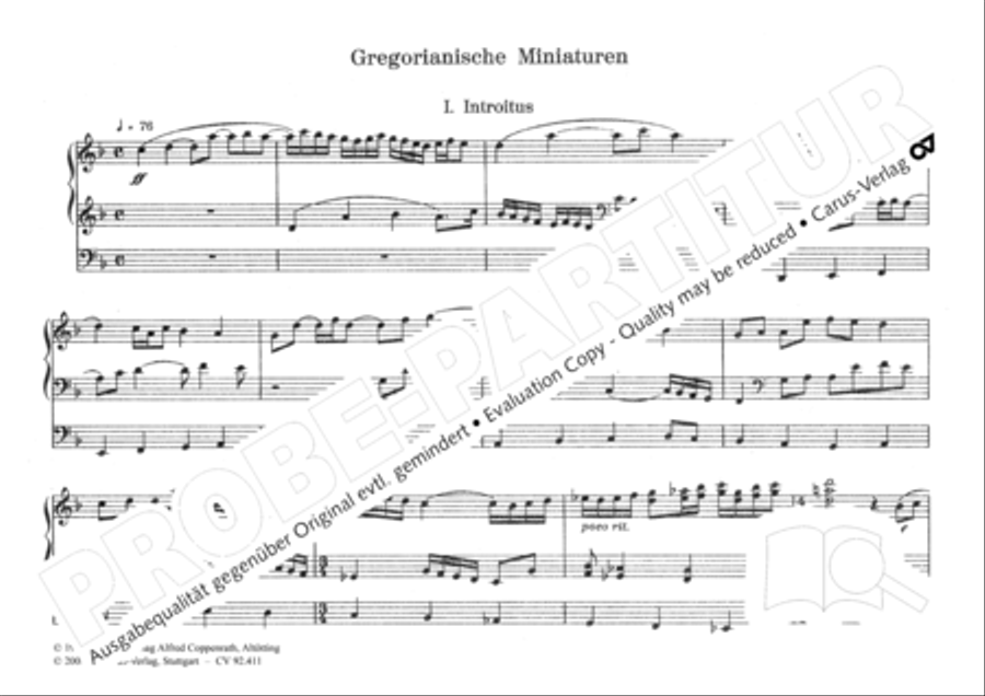 Gregorianische Miniaturen fur Orgel Organ Solo scores gallery preview page 6
