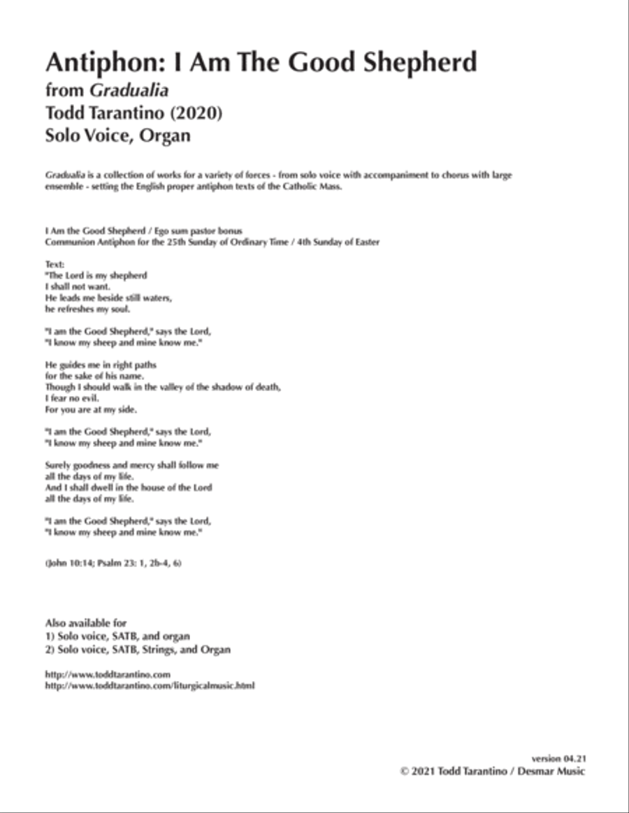 I Am The Good Shepherd (solo version) Small Ensemble scores gallery preview page 2