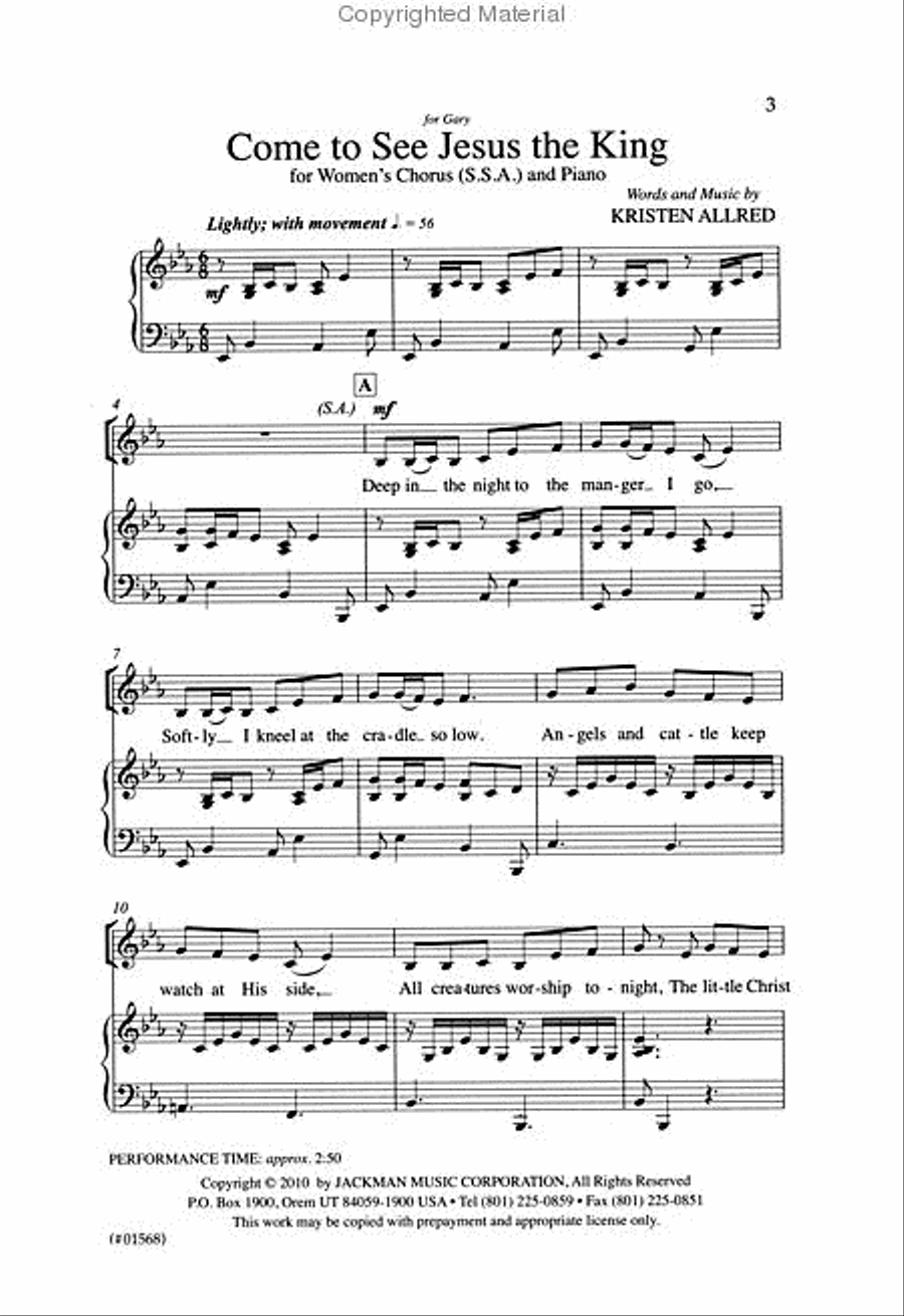 Come to See Jesus the King - SSA SSA scores gallery preview page 2