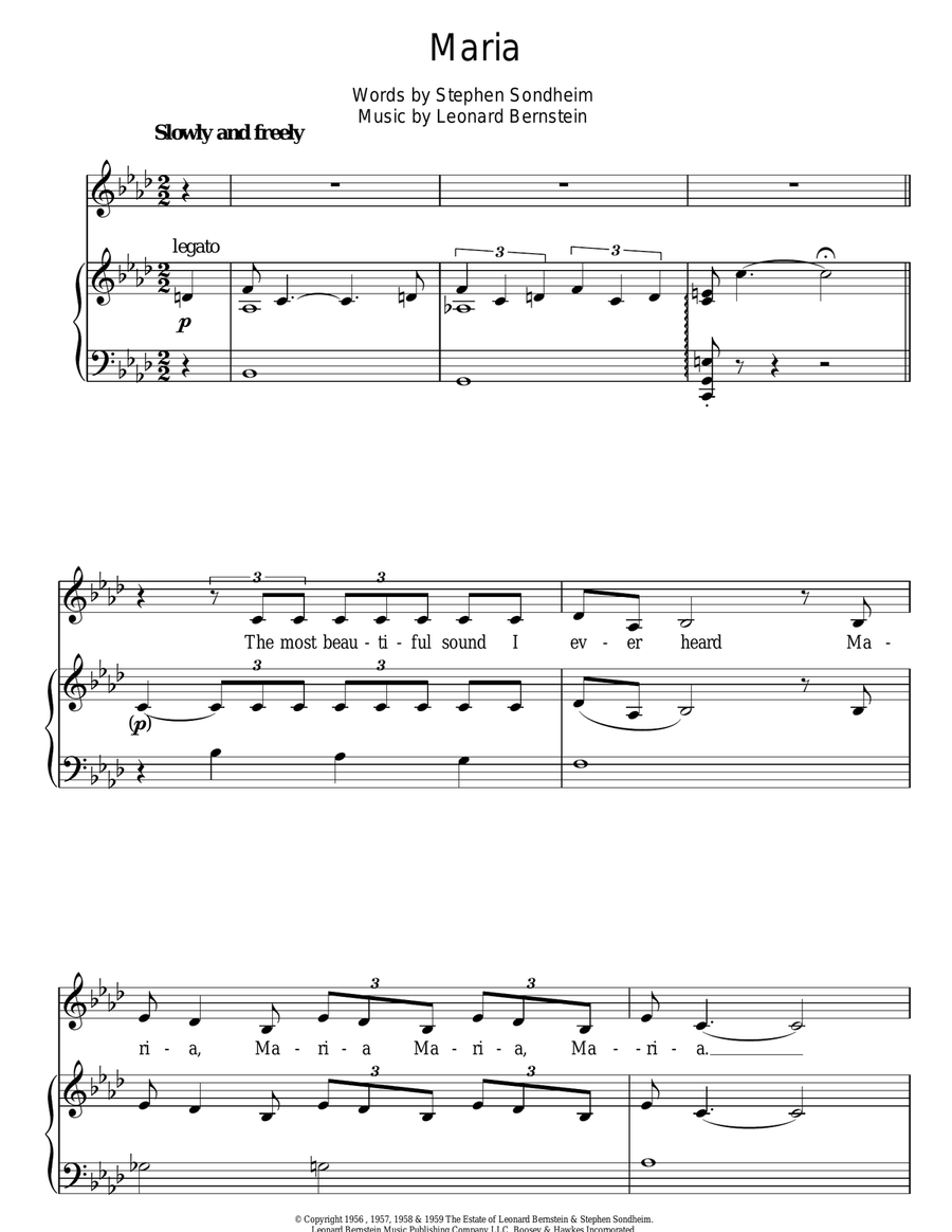 Maria (from West Side Story) Piano, Vocal scores gallery preview page 1