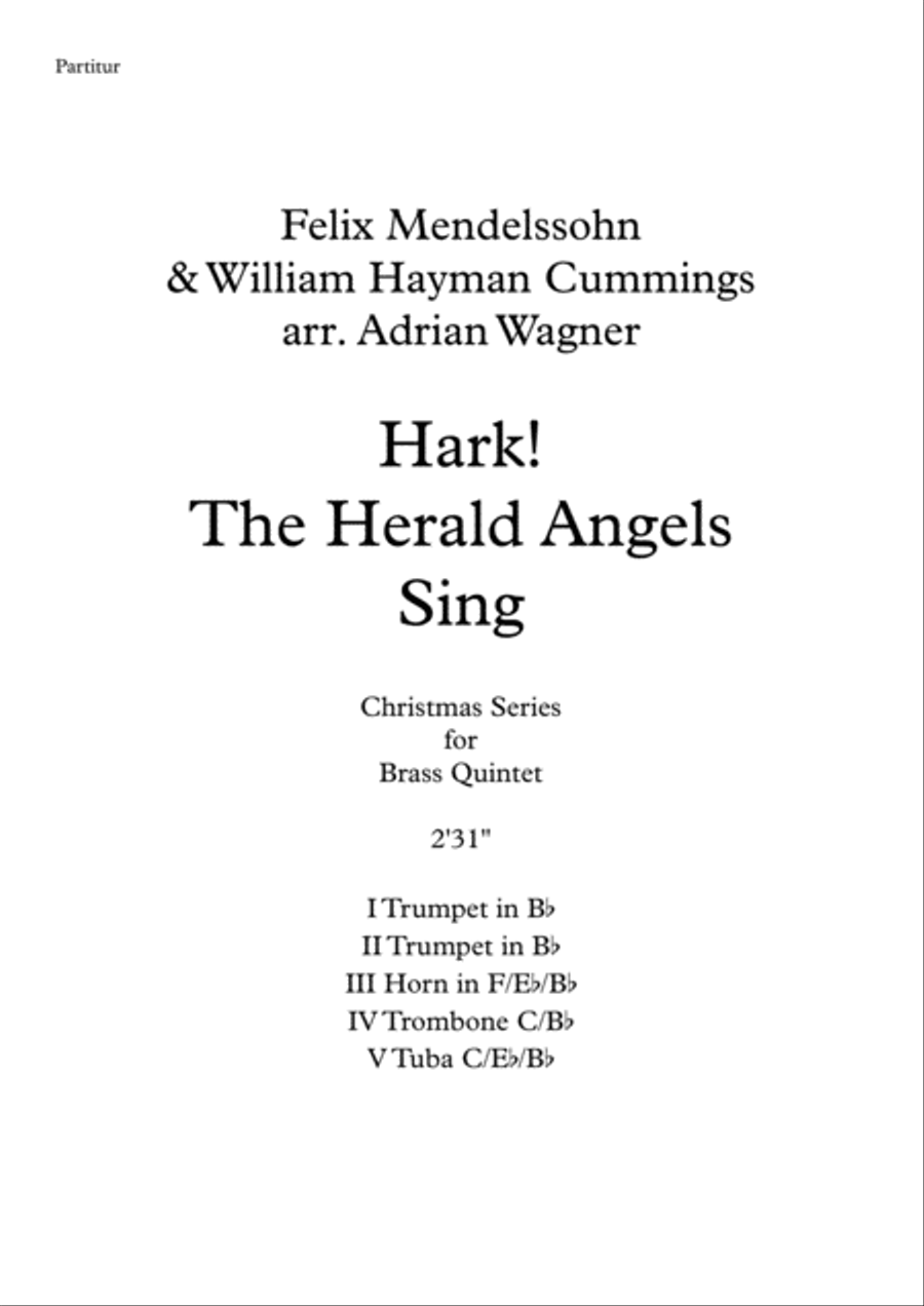 "Hark! The Herald Angels Sing" (Take 6 Style) Brass Quintet arr. Adrian Wagner image number null