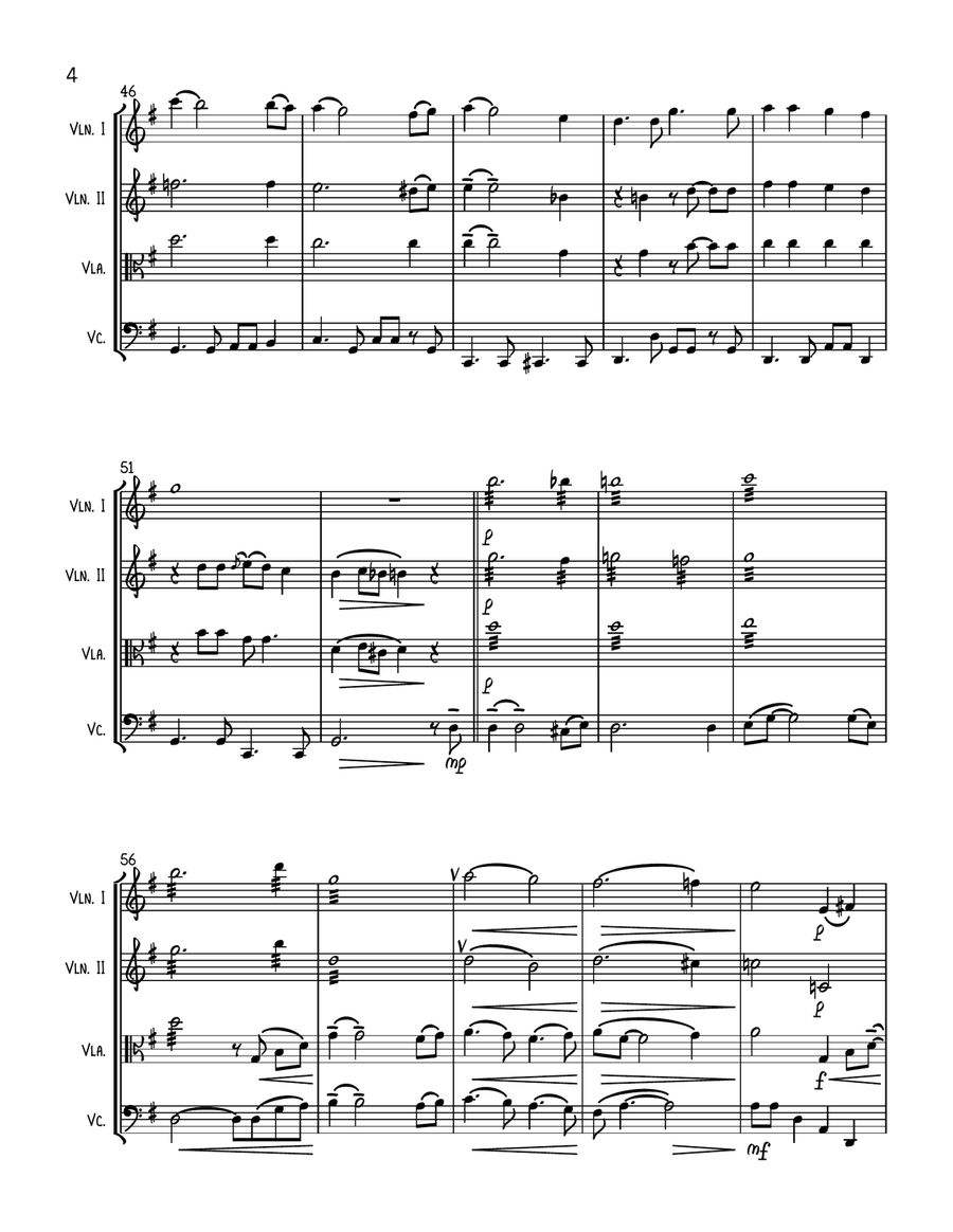 Green Green Grass Of Home String Quartet scores gallery preview page 4
