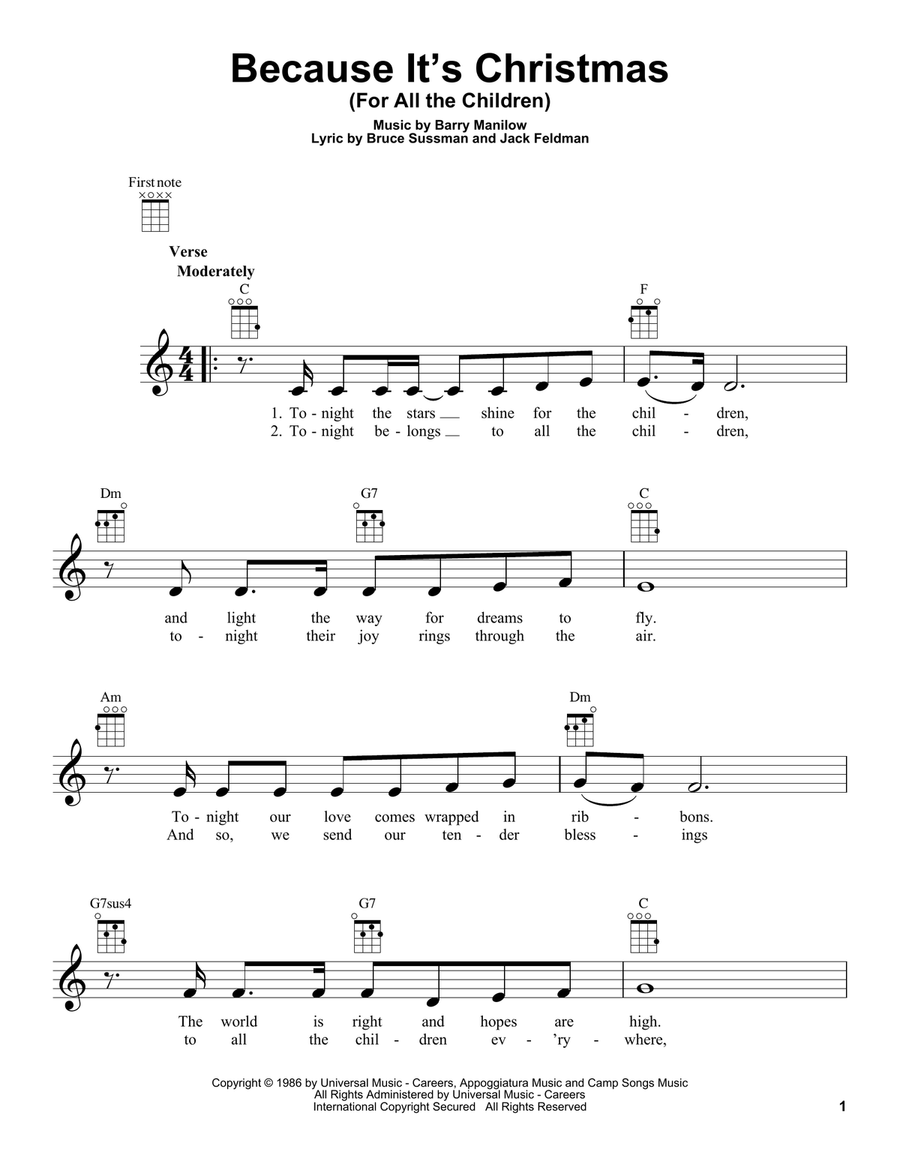 Because It's Christmas (For All The Children) Ukulele scores gallery preview page 1