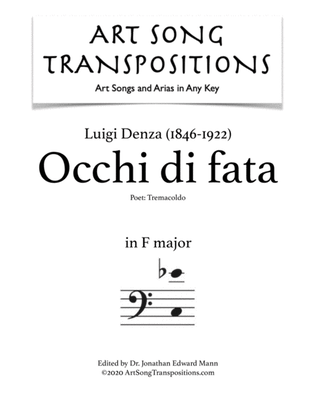 Book cover for DENZA: Occhi di fata (transposed to F major, bass clef)