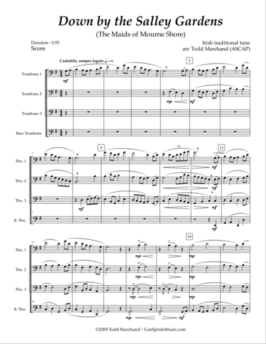 Down by the Salley Gardens - trombone quartet Brass Quartet scores gallery preview page 2