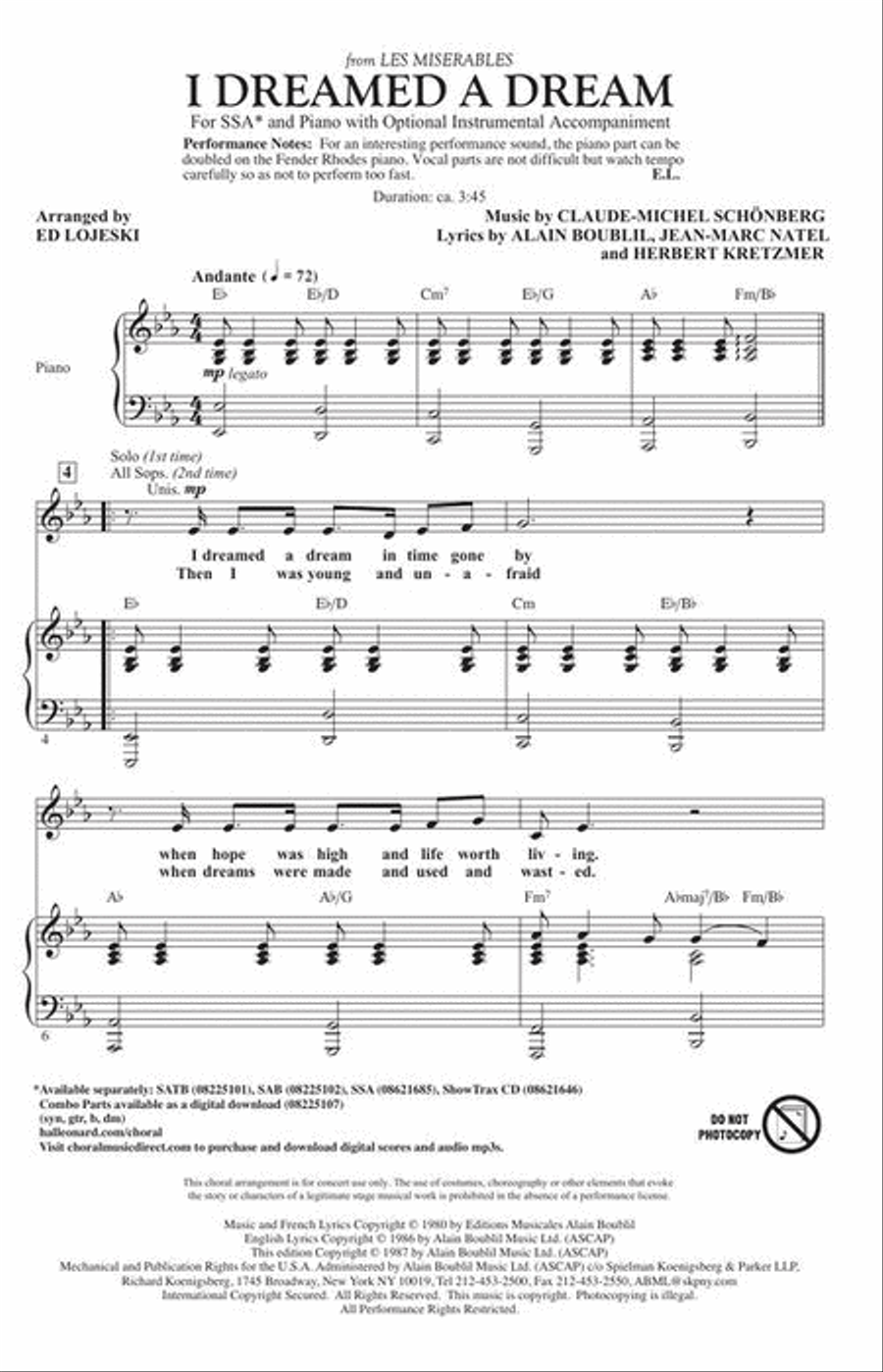 I Dreamed a Dream I Dreamed a Dream SSA scores gallery preview page 3
