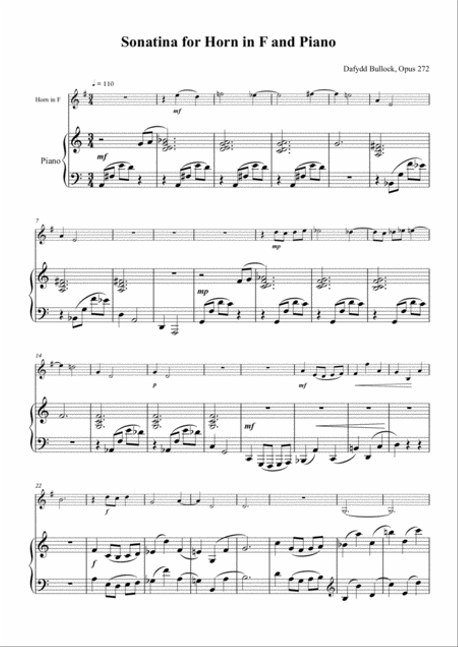 Sonatina for Horn in F and Piano Op. 272 Piano Accompaniment scores gallery preview page 2