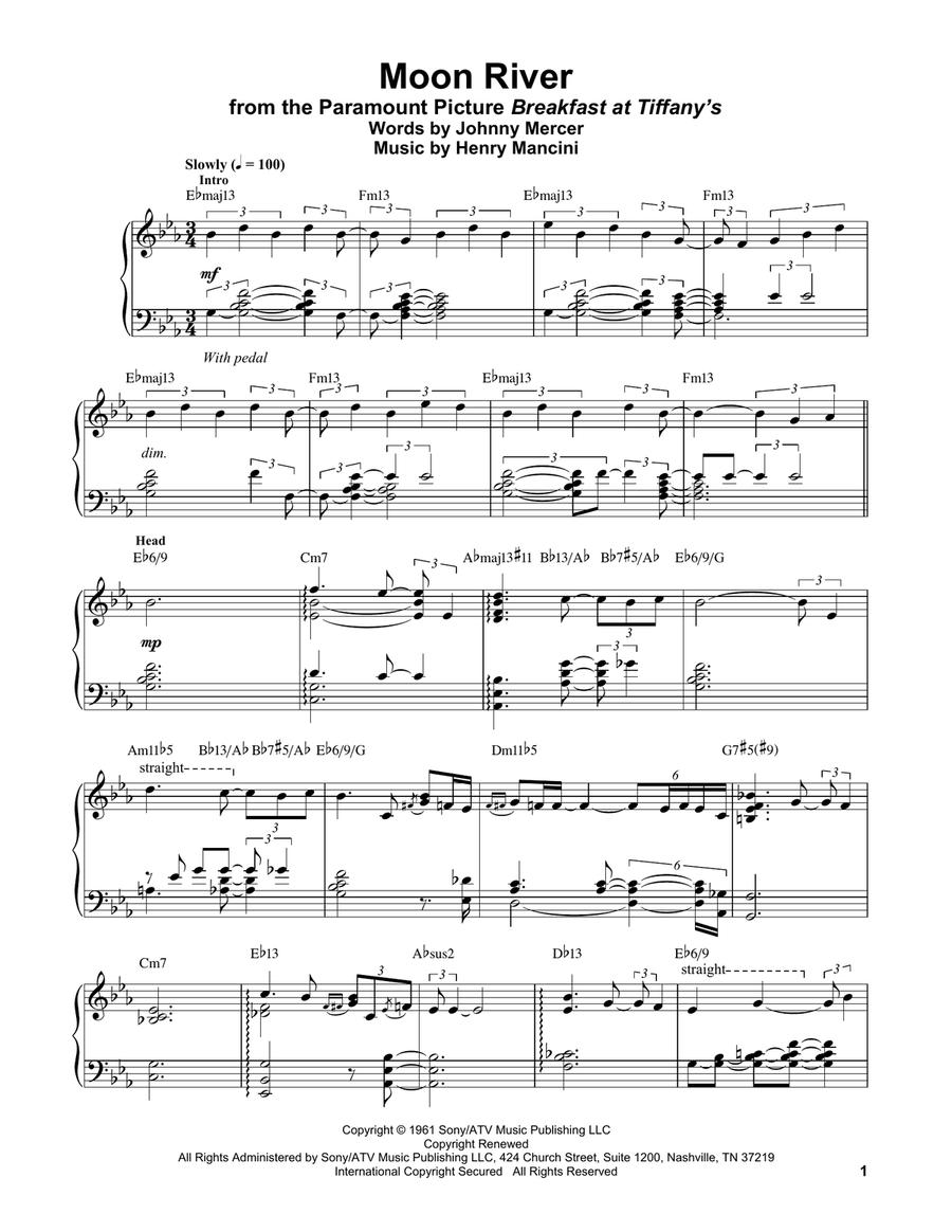 Moon River Piano scores gallery preview page 1