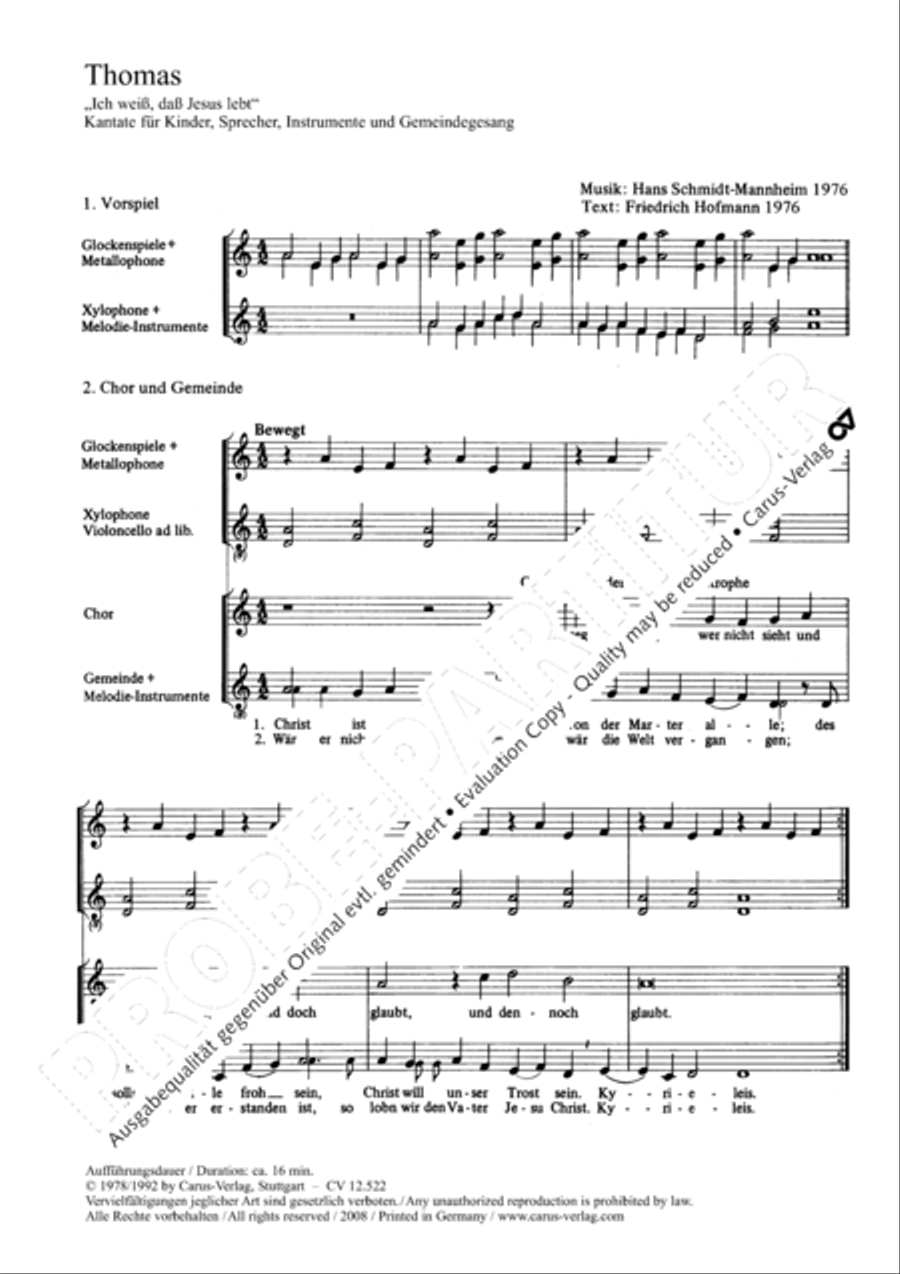 Thomas, ich weiss, dass Jesus lebt 2-Part scores gallery preview page 3