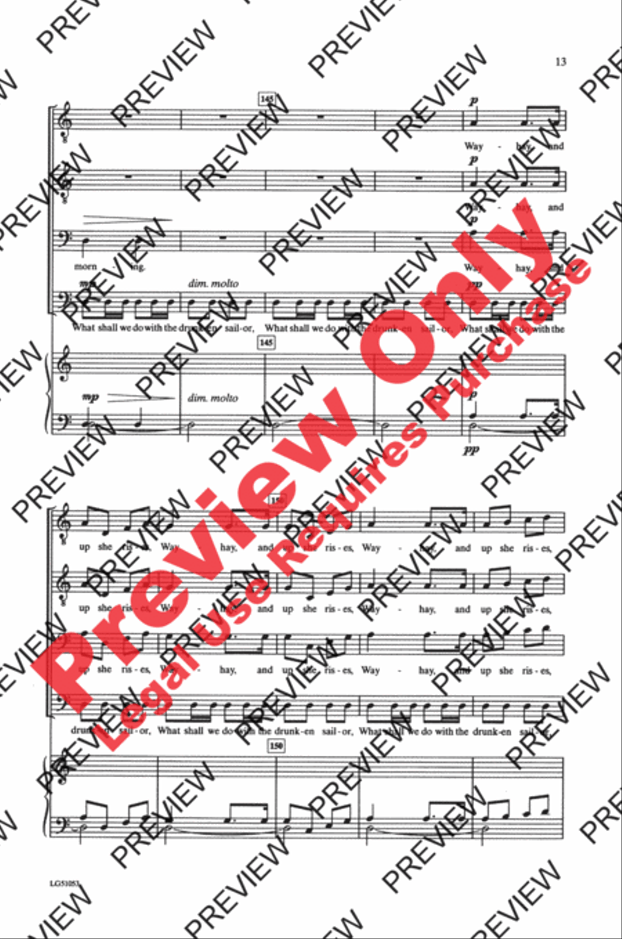 What Shall We Do with the Drunken Sailor TTBB scores gallery preview page 13