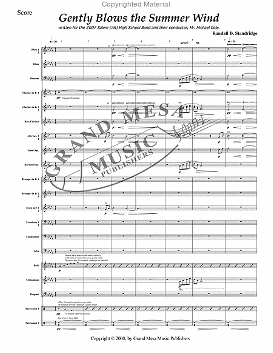 Gently Blows the Summer Wind Concert Band scores gallery preview page 2
