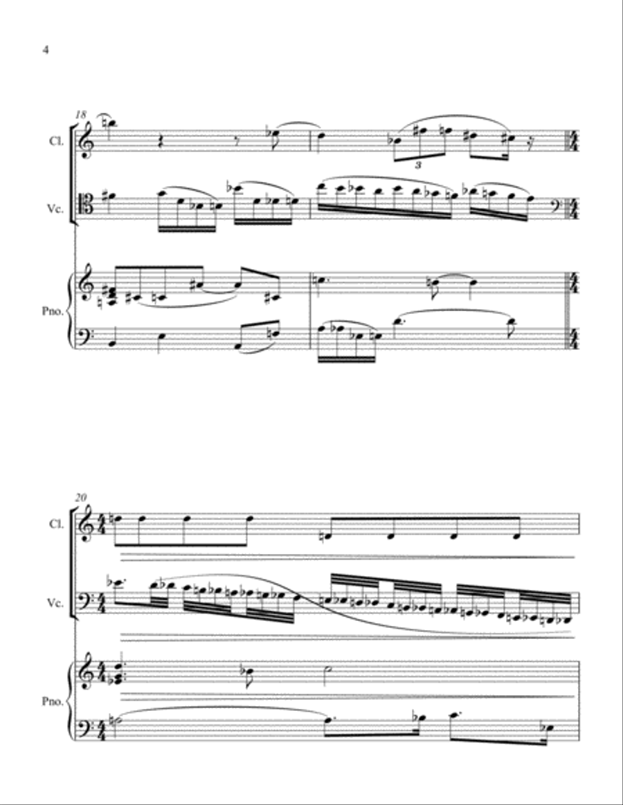 Sonta for Bb Clarinet, Cello and Piano Small Ensemble scores gallery preview page 4
