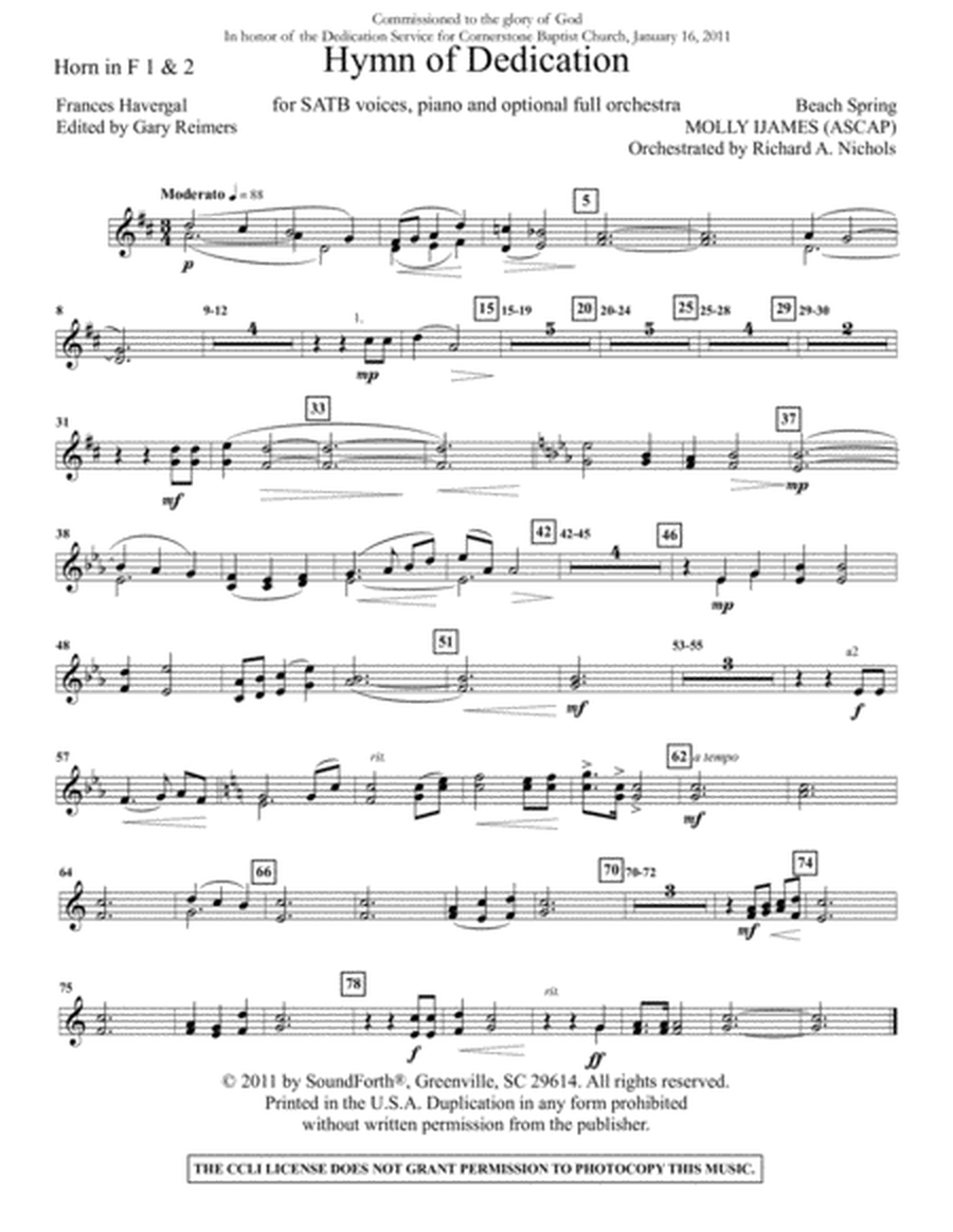 Hymn of Dedication - Orchestral Score and Parts