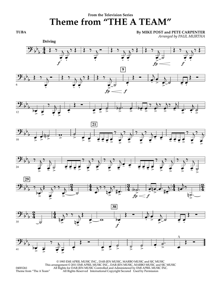 Theme from The A-Team - Tuba Concert Band scores gallery preview page 1