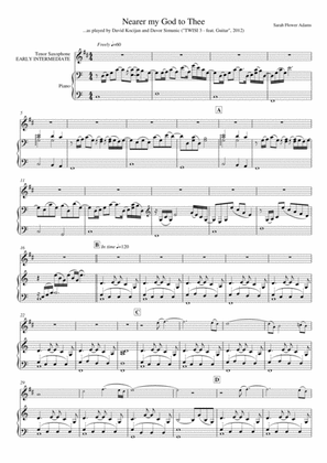 Nearer my God to Thee (piano & tenor sax) - EARLY/INTERMEDIATE