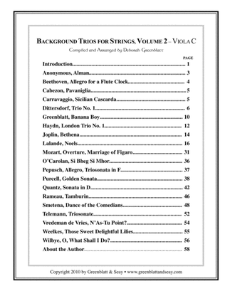 Book cover for Background Trios for Strings, Volume 2 - Viola C