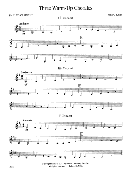 Three Warm-Up Chorales: E-flat Alto Clarinet