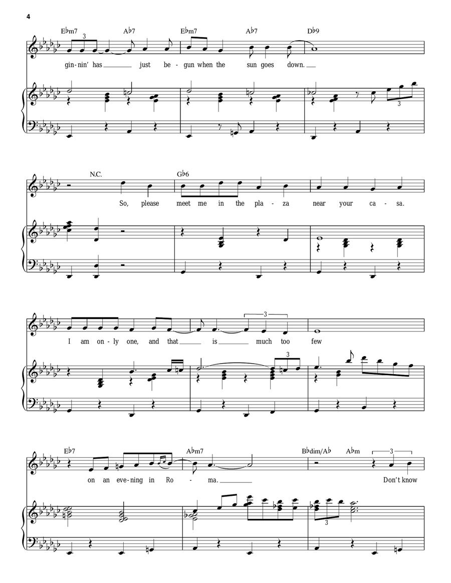 On An Evening In Roma (Sotter Celo De Roma) Piano, Vocal scores gallery preview page 4