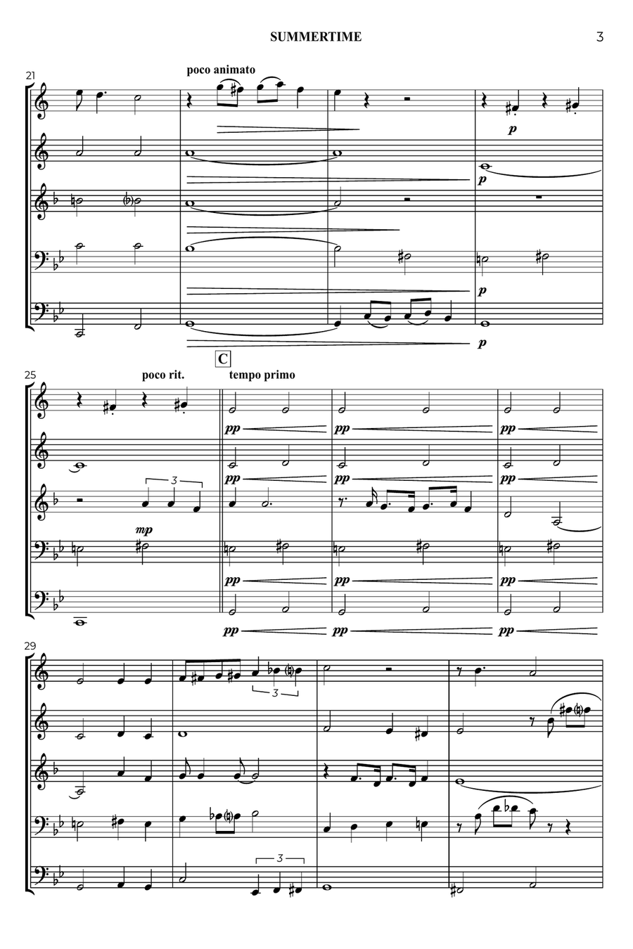 Summertime Brass Quintet scores gallery preview page 4
