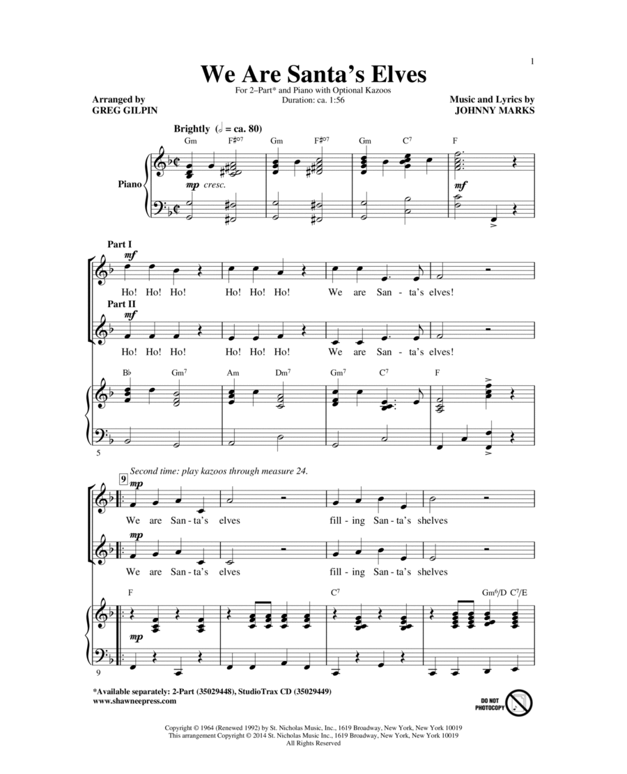 We Are Santa's Elves 2-Part scores gallery preview page 1