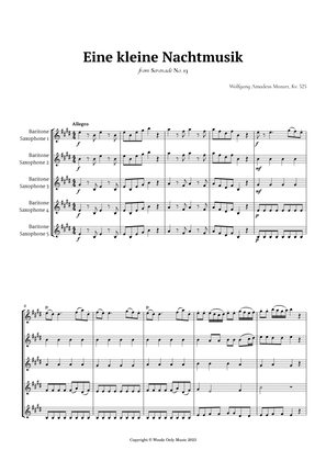 Book cover for Eine kleine Nachtmusik by Mozart for Baritone Sax Quintet