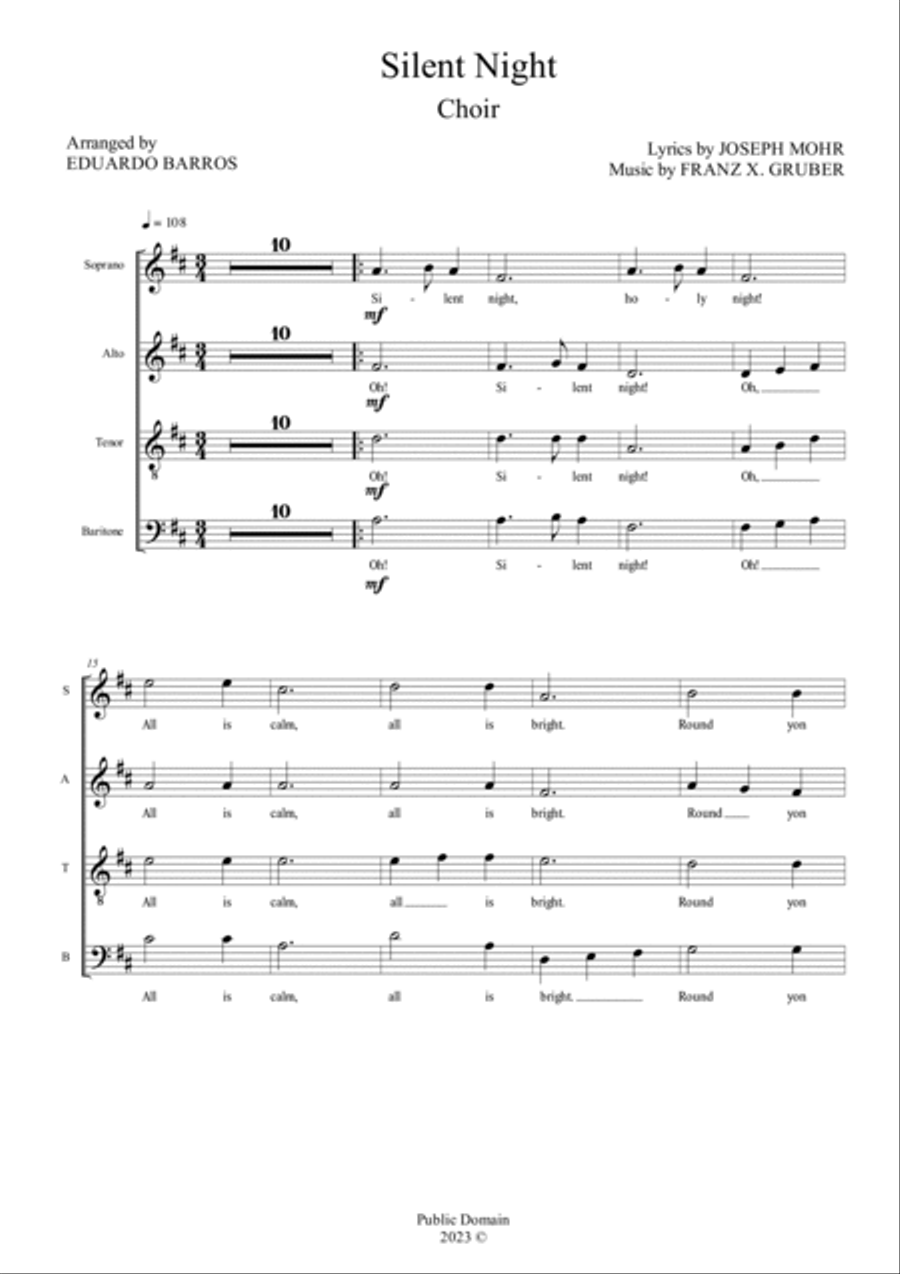 Silent Night (For Choir with String Quartet accompaniment) 4-Part scores gallery preview page 6